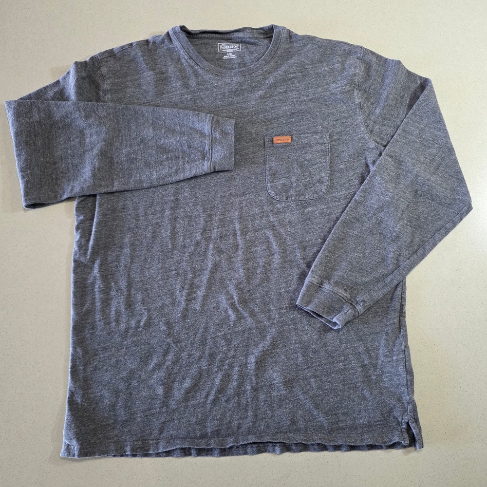 Pendleton Mens Long Sleeve Pocket T-Shirt Heather Grey Crewneck Size L